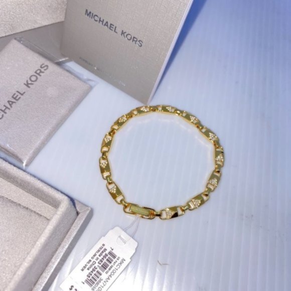 BNWT Michael Kors Gold Bracelet with Crystals GRETA GIFT ITEM - Picture 1 of 6